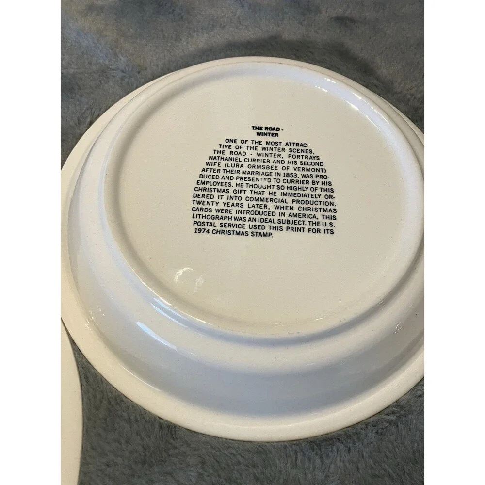 3 Vtg Currier & Ives The Road-Winter Pie Plate 10